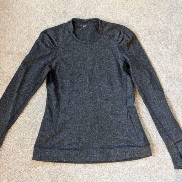 Lululemon Women's 6 Warm Running Top Gray Black - Picture 1 of 6